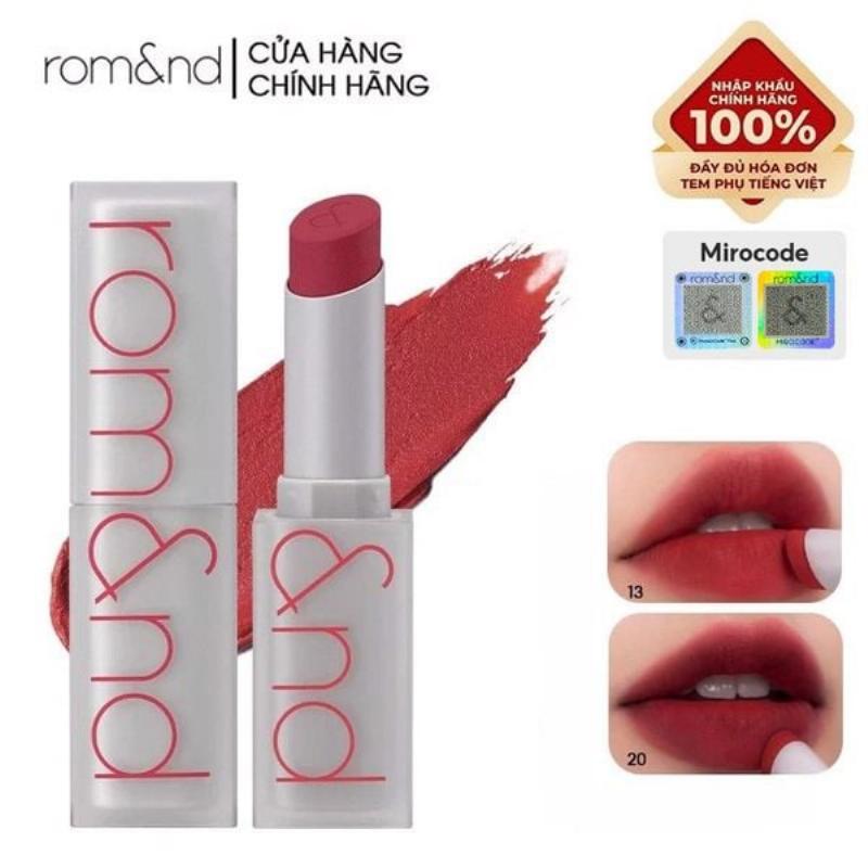 Swatch các màu son thỏi lì Romand Zero Matte Lipstick trên da tay