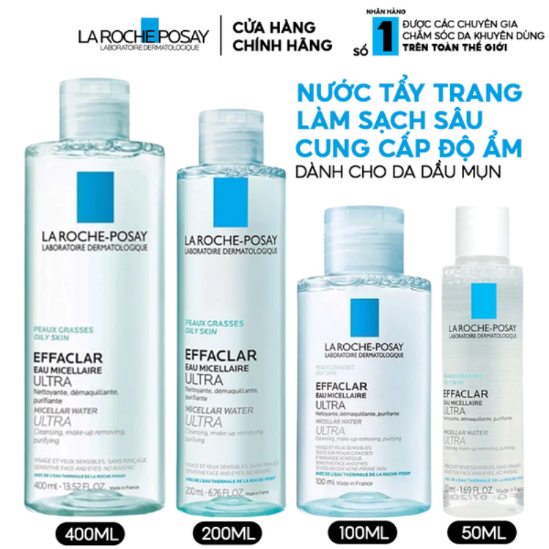 Các loại nước tẩy trang Micellar Water La Roche-Posay phổ biến cho da nhạy cảm, da dầu và da mụn