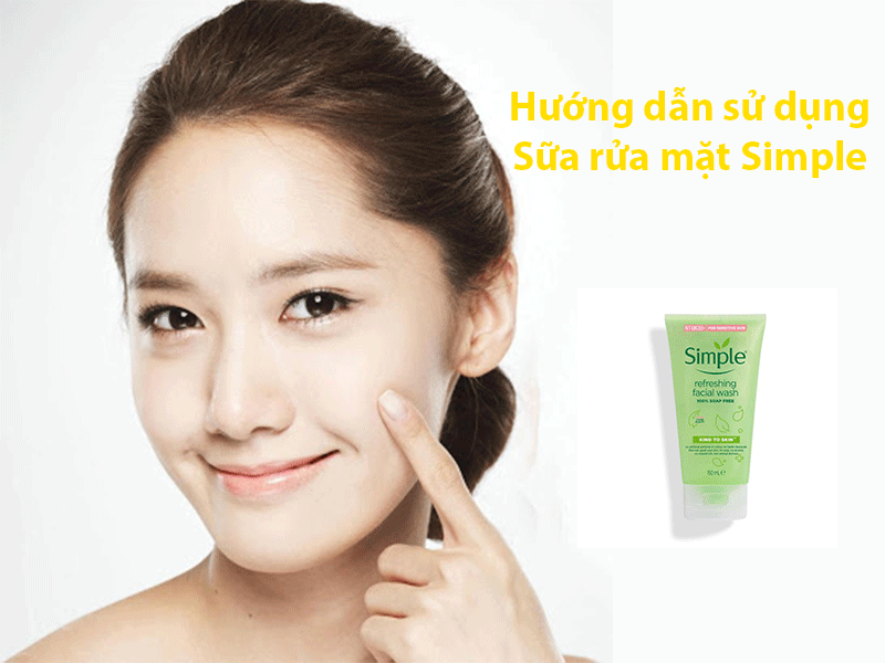 Các bước minh họa cách sử dụng Simple sữa rửa mặt đúng cách.