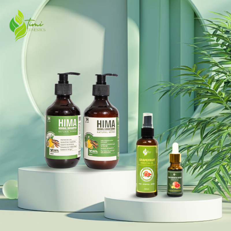 Hình ảnh minh họa quy trình chăm sóc tóc bao gồm tẩy da chết da đầu, gội, xả, và serum