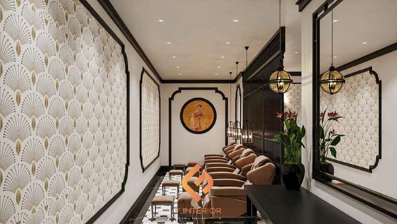 Nội thất và không gian phòng trị liệu tại hoa kiều spa mang phong cách Á Đông.