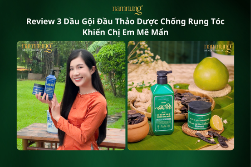 Mot co gai dang vuot toc the hien su mem muot sau khi dung dau goi thao duoc