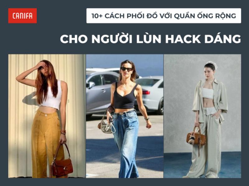 Gợi ý phối đồ với mẫu quần ống suông và áo croptop hoặc áo ngắn, giúp "hack" chiều cao hiệu quả