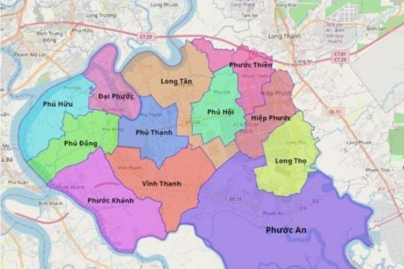 Vị trí chiến lược của ngã ba Nhơn Trạch tại trung tâm huyện Nhơn Trạch, Đồng Nai.