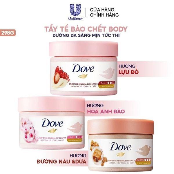 Cac loai tay te bao chet body Dove pho bien
