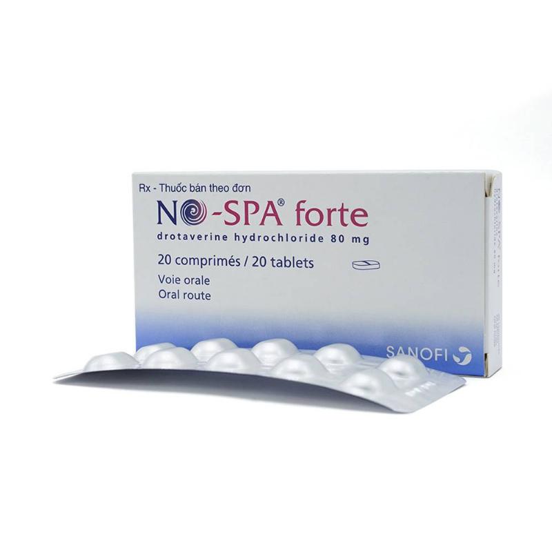 Hình ảnh minh họa thuốc No-Spa và cơ chế giảm co thắt cơ trơn, Drotaverine trong viên No-Spa giúp giãn cơ.