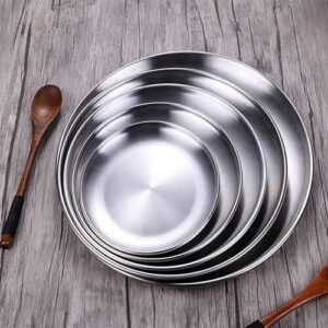 Dĩa Tròn INOX Hàn Quốc Đựng Salad, Mì Ý, Thức Ăn (màu vàng, bạc)