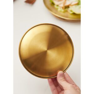 Dĩa Tròn INOX Hàn Quốc Đựng Salad, Mì Ý, Thức Ăn (màu vàng, bạc)