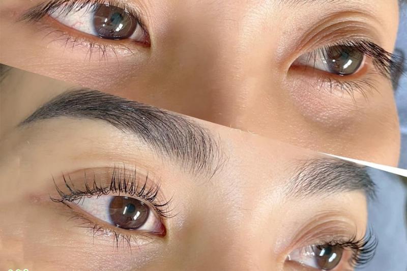 Quy trình thực hiện uốn mi collagen tại salon chuyên nghiệp.