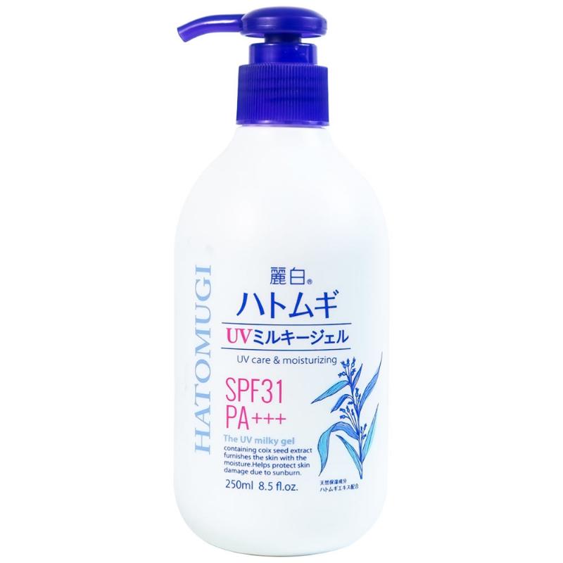 Ảnh minh họa các loại sản phẩm hatomugi dưỡng ẩm phổ biến: lotion, gel, sữa dưỡng thể